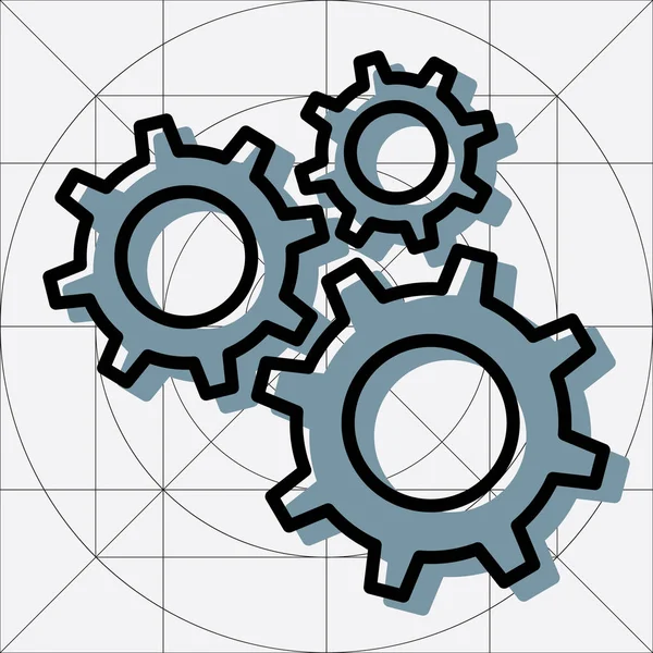 Icono Ruedas Coidales Estilo Tendencias Flat Con Shodow Fondo Ingeniería — Vector de stock