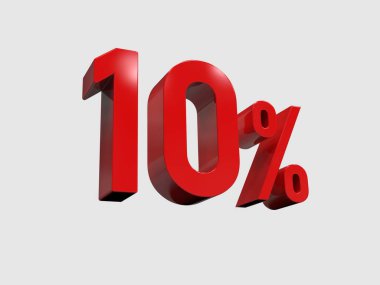 3d Render: Beyaz Arkaplanda% 10 İndirim,% 10 Özel Teklif% 10 İndirim,% 10 İndirim,% 10 Harf Satış Sembolü, Özel Teklif Etiketi, Etiket, Etiket