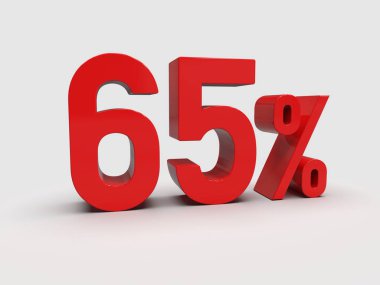 3d Render: Kırmızı% 65 İndirimli Arkaplanda 3d İmza, Özel Teklif% 65 indirimli,% 65 indirimli, 65 'e yakın Harf Satış Sembolü, Özel Teklif Etiketi, Etiket, Etiket