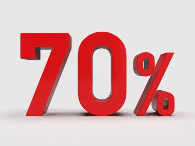 3d Render: Kırmızı% 70 İndirimli Arkaplanda 3d İmza, Özel Teklif% 70 İndirim Etiketi, Yüzde 70 İndirim, 65 Harf Satışı Sembolü, Özel Teklif Etiketi, Etiket, Etiket