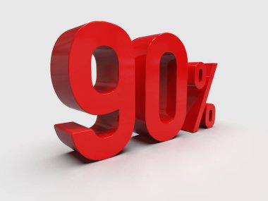 3d Render: Beyaz Arkaplanda% 90 İndirimli% 90 İşaret,% 90 İndirim,% 90 İndirim,% 90 İndirim,% 90 Harf Satış Sembolü, Özel Teklif Etiketi, Etiket, Etiket
