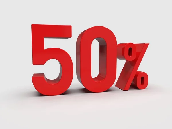 Render Red Percent Discount Sign Light Background Special Offer Discount — Stock Photo, Image