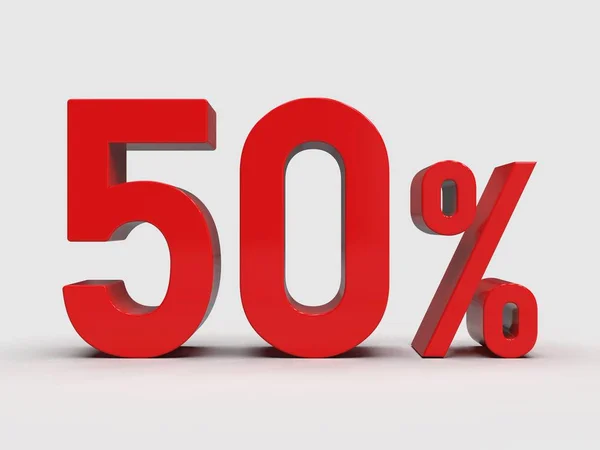 Render Red Percent Discount Sign Light Background Special Offer Discount — Stock Photo, Image