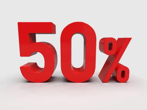 Render Red Percent Discount Sign Light Background Special Offer Discount — Stock Photo, Image