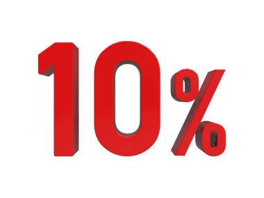 İzole edilmiş Kırmızı% 10 İndirim% 3d Beyaz Arkaplanda İşaret, Özel Teklif% 10 İndirim Etiketi, Yüzde 10 İndirim, On Harf Satış Sembolü, Özel Teklif Etiketi, Etiket, Etiket