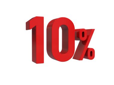 İzole edilmiş Kırmızı% 10 İndirim% 3d Beyaz Arkaplanda İşaret, Özel Teklif% 10 İndirim Etiketi, Yüzde 10 İndirim, On Harf Satış Sembolü, Özel Teklif Etiketi, Etiket, Etiket