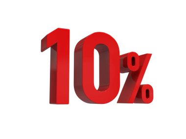 İzole edilmiş Kırmızı% 10 İndirim% 3d Beyaz Arkaplanda İşaret, Özel Teklif% 10 İndirim Etiketi, Yüzde 10 İndirim, On Harf Satış Sembolü, Özel Teklif Etiketi, Etiket, Etiket
