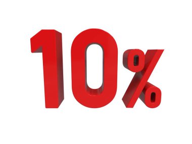 İzole edilmiş Kırmızı% 10 İndirim% 3d Beyaz Arkaplanda İşaret, Özel Teklif% 10 İndirim Etiketi, Yüzde 10 İndirim, On Harf Satış Sembolü, Özel Teklif Etiketi, Etiket, Etiket