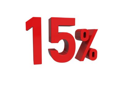 3d Render: Beyaz Arkaplanda% 15 İndirimli İşaret,% 15 indirimli Özel Teklif,% 15 indirimli,% 15 Harf Satış Sembolü, Özel Teklif Etiketi, Etiket, Etiket