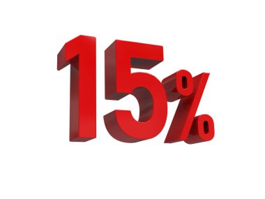 3d Render: Beyaz Arkaplanda% 15 İndirimli İşaret,% 15 indirimli Özel Teklif,% 15 indirimli,% 15 Harf Satış Sembolü, Özel Teklif Etiketi, Etiket, Etiket