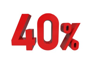 İzole Kırmızı% 40 İndirim% 3d Beyaz Arkaplanda İşaret, Özel Teklif% 40 İndirim Etiketi,% 40 İndirim,% 40 İndirim Harfler Satış Sembolü, Özel Teklif Etiketi, Etiket, Etiket