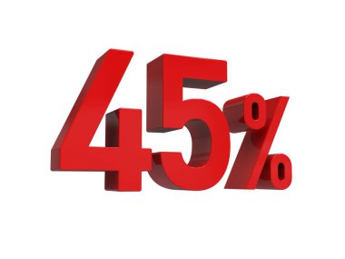 3d Render: Kırmızı% 45 İndirimli Arkaplanda 3d İmza, Özel Teklif% 45 İndirim Etiketi,% 45 İndirim,% 45 İndirim,% 45 Harf Satış Sembolü, Özel Teklif Etiketi, Etiket, Etiket