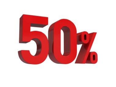 İzole edilmiş Kırmızı% 50 İndirim% 3d Beyaz Arkaplanda İşaret, Özel Teklif% 50 İndirim Etiketi, Yüzde 50 İndirim, 50 Harf Satış Sembolü, Özel Teklif Etiketi, Etiket, Etiket