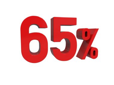 3d Render: Kırmızı% 65 İndirimli Arkaplanda 3d İmza, Özel Teklif% 65 indirimli,% 65 indirimli, 65 'e yakın Harf Satışı Sembolü, Özel Teklif Etiketi