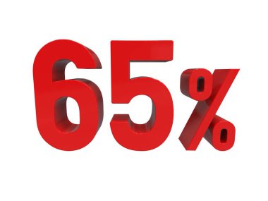 3d Render: Kırmızı% 65 İndirimli Arkaplanda 3d İmza, Özel Teklif% 65 indirimli,% 65 indirimli, 65 'e yakın Harf Satışı Sembolü, Özel Teklif Etiketi