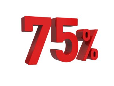 3d Render: Kırmızı% 75 İndirimli Arkaplanda 3d İmza, Özel Teklif% 75 indirimli,% 75 indirimli, 75 'e yakın Harf Satışı Sembolü, Özel Teklif Etiketi, Etiket, Etiket