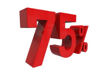 3d Render: Kırmızı% 75 İndirimli Arkaplanda 3d İmza, Özel Teklif% 75 indirimli,% 75 indirimli, 75 'e yakın Harf Satışı Sembolü, Özel Teklif Etiketi, Etiket, Etiket