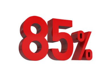 3d Render: Kırmızı% 85 İndirimli Arkaplanda 3d İmza, Özel Teklif% 85 indirimli, Yüzde 85 indirimli, 85 Harf Satış Sembolü, Özel Teklif Etiketi, Etiket, Etiket