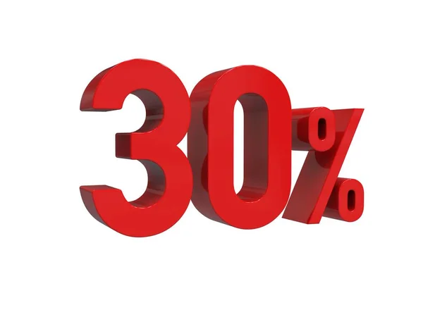 単離された赤30 割引3Dサインの白背景 特別オファー30 割引タグ 販売最大30 文字販売シンボル 特別オファーラベル ステッカー — ストック写真