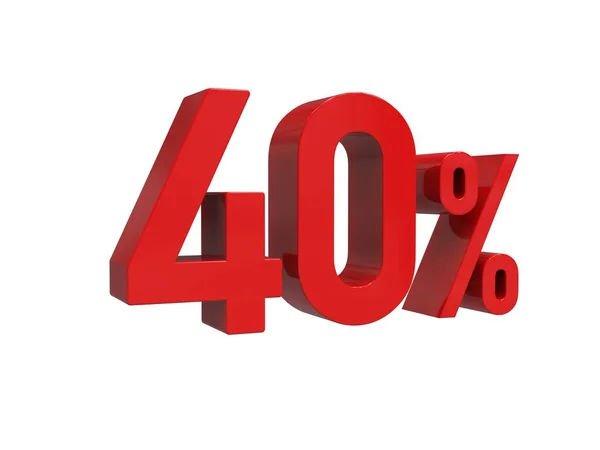 アイソレーションレッド40 割引3Dサインの白背景 特別オファー40 割引タグ 販売まで40パーセント割引 40パーセント文字販売記号 特別オファーラベル ステッカー — ストック写真
