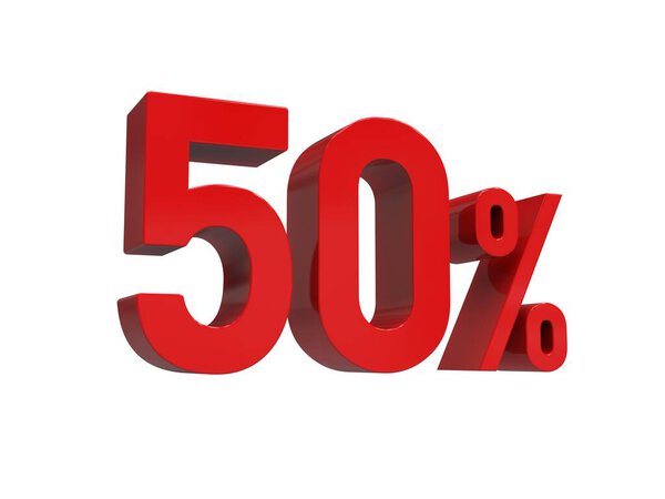 ISOLATED Red 50% Percent Discount 3d Sign on White Background, Special Offer 50% Discount Tag, Sale Up to 50 Percent Off, Fifty Percent Letters Sale Symbol, Special Offer Label, Sticker, Tag