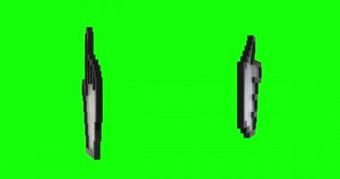 360 Derece Döndürme Animasyon Seti 2 Bilgisayar İmleci Eli Forefinger İleri Gösterme, 3d Pixel Handwith Index Finger, Tıklama İşareti veya Sembol izole Tasarım, Pikselli El İşaretleme Tıklaması