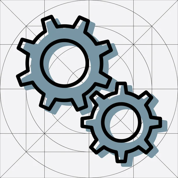 Icono de vectores simples de engranajes, Pictograma de rueda de engranaje, Símbolo de configuración, Ruedas de engranajes del motor — Archivo Imágenes Vectoriales