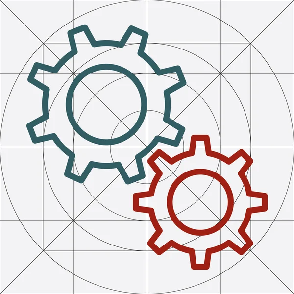 Ícone de vetor simples de engrenagem, Pictograma de roda de engrenagem, Símbolo de configurações, Rodas de engrenagem do motor — Vetor de Stock