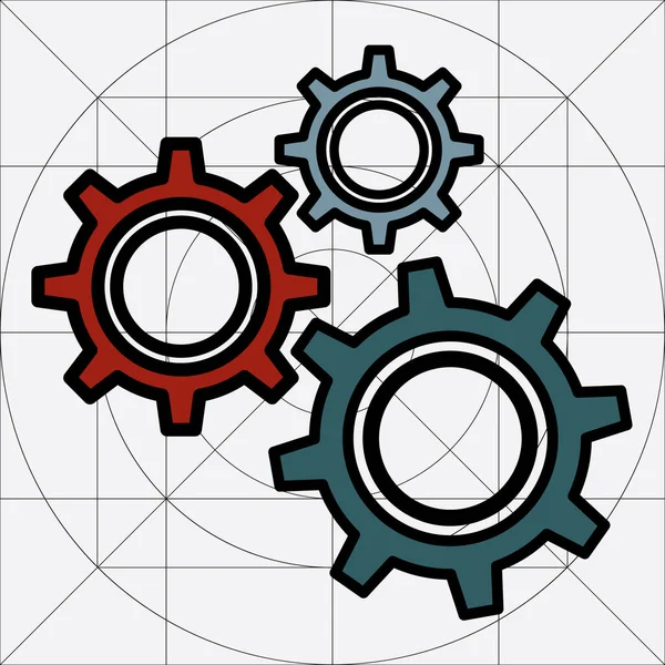 Icono de vectores simples de engranajes, Pictograma de rueda de engranaje, Símbolo de configuración, Ruedas de engranajes del motor — Archivo Imágenes Vectoriales