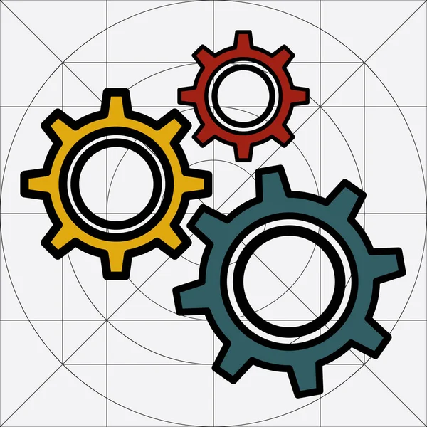 Kuggväxel enkel vektor ikonen, kugghjul piktogram, Inställningar Symbol, Motor kugghjul — Stock vektor