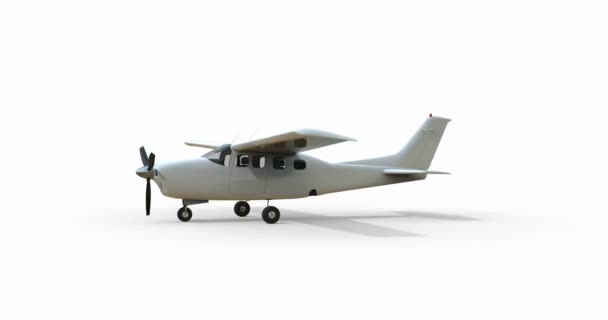 Orbit Animation Modell Propellerflygplan Parkering Flygplatsen Enmotoriga Framdrivna Flygplan Liten — Stockvideo