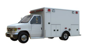 Ambulans aracı beyaz renkte izole edildi