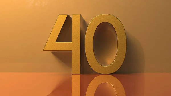 40ゴールデンナンバー イエローボリュームゴールド パーティー 誕生日 お祝いの記念日と結婚式のテキスト ゴールドフォント 現実的なデザイン要素 祭りの43次元レンダリング — ストック写真