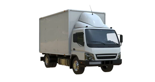 White Commercial Delivery Truck Auf Weißem Hintergrund Isoliert Template Element — Stockfoto