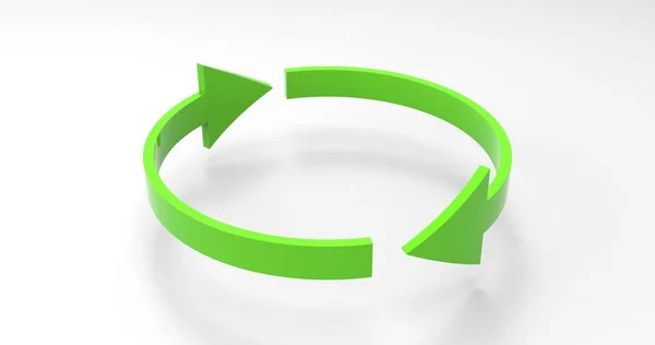 Grön Eco Recycle Pilar Återvunnen Ikon Och Rotationscykel Symbol Med — Stockfoto