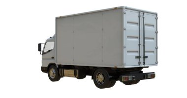 Beyaz Arkaplanda Beyaz Ticari Teslimat Kamyonu izole edildi, Şablon Element Bilgileri, Posta Kamyonu, Hızlı Teslimat, Beyaz Teslimat Kamyonu Simgesi, Nakliye Servisi