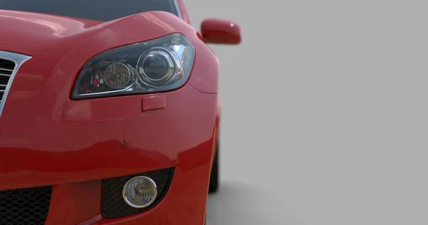 Piros Autó Elszigetelt Szürke Közelkép Sekély Mélysége Mező Szelektív Fókusz — Stock Fotó