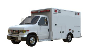 Ambulans aracı beyaz renkte izole edildi