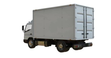 Kargo kamyonu beyaz üzerine izole edilmiş.