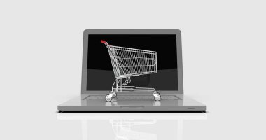 Dizüstü bilgisayarda alışveriş arabası, E-ticaret