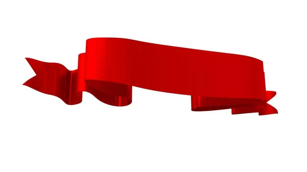 Реалістичний Ретро Стрічковий Декоративний Банер Білому Тлі Ілюстрація Червоної Стрічки — стокове фото