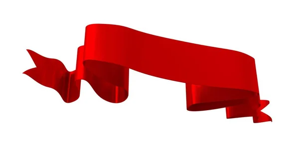 Реалістичний Ретро Стрічковий Декоративний Банер Білому Тлі Ілюстрація Червоної Стрічки — стокове фото
