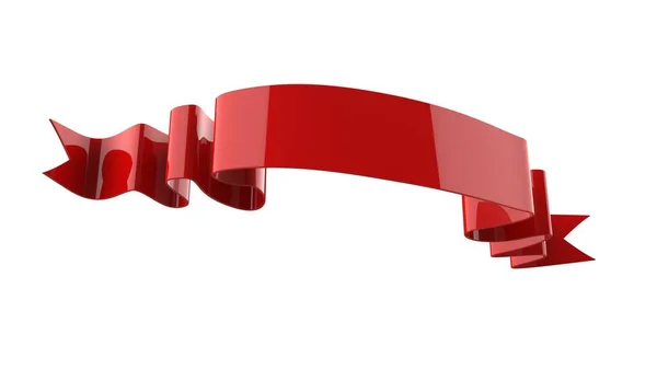 Realistisk Retro Ribbon Dekorativt Banner Isoleret Hvid Baggrund Illustration Rødt - Stock-foto