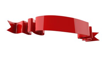 Beyaz arkaplanda 3D gerçekçi retro-retro-dekoratif pankart, kırmızı bant veya yıldız işareti çizimi, boş eski vintage simge, bilgi şablonu etiketi, mutlu noel kurdelesi