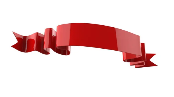 Realistisk Retro Ribbon Dekorativt Banner Isoleret Hvid Baggrund Illustration Rødt - Stock-foto
