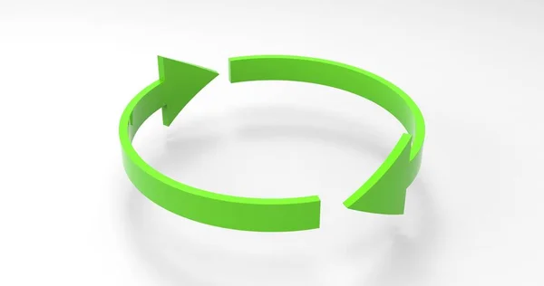 Setas Reciclagem Ecológica Verde Ícone Reciclado Símbolo Ciclo Rotação Com — Fotografia de Stock