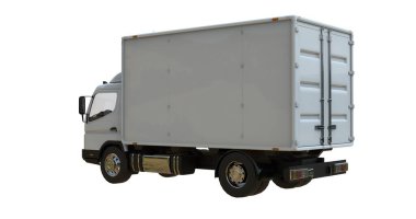 Beyaz Arkaplanda Beyaz Ticari Teslimat Kamyonu izole edildi, Şablon Element Bilgileri, Posta Kamyonu, Hızlı Teslimat, Beyaz Teslimat Kamyonu Simgesi, Nakliye Servisi