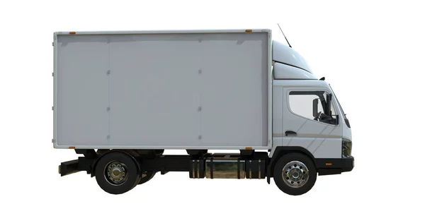 Camion Consegna Commerciale Bianco Sfondo Bianco Isolato Infografica Elemento Modello — Foto Stock