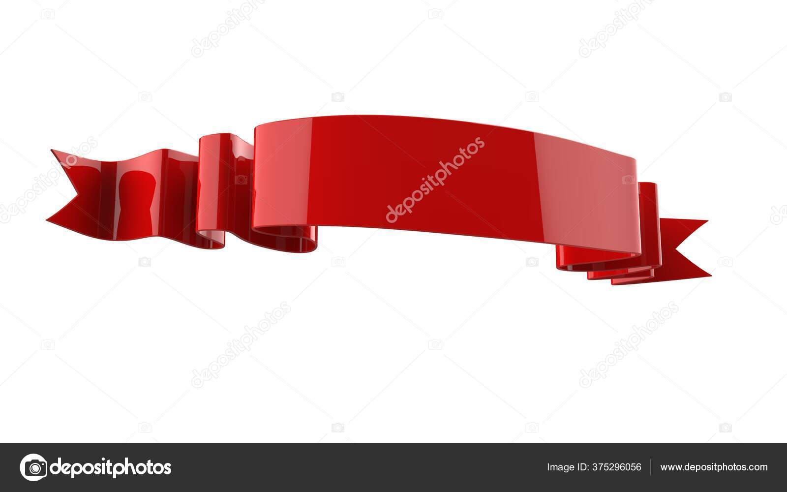 Red Ribbon Banner On White Background Stock Photo - Download Image