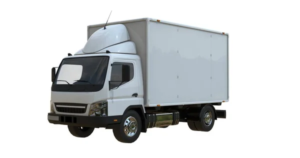 Caminhão Entrega Comercial Branco Fundo Branco Isolado Infográfico Elemento Modelo — Fotografia de Stock